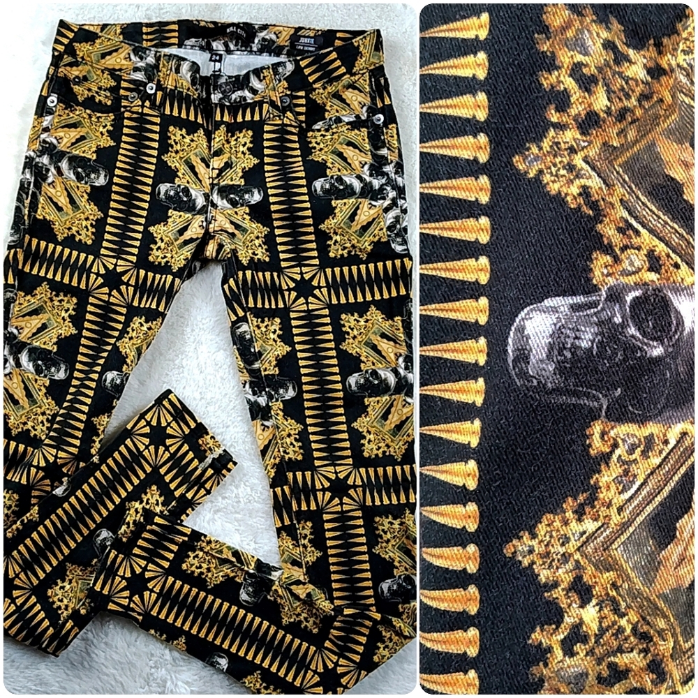 Goth Punk Skull Skinny Jean Pants